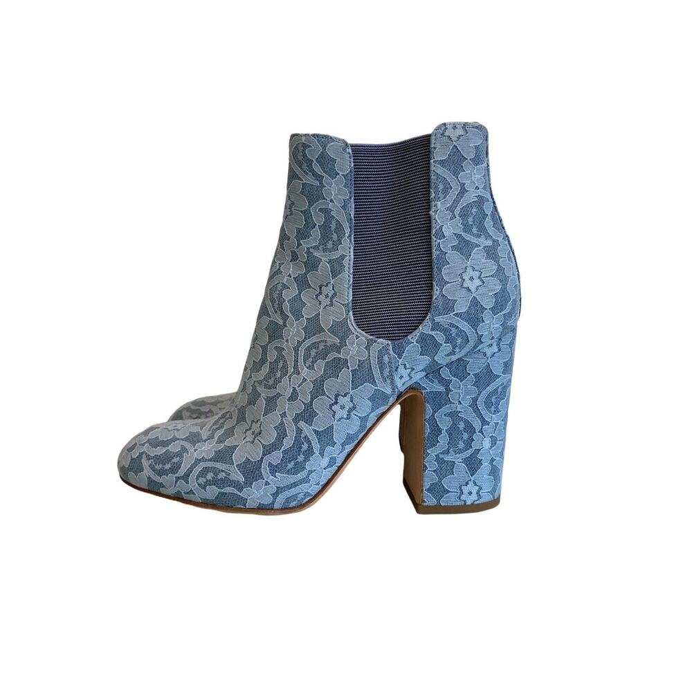 LAURENCE DACADE Blue Floral Lace Mila Heel Ankle Boots Booties Size 38.5 US 8.5 - Picture 3 of 9